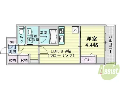 グランセジュール江坂(1LDK/6階)の間取り写真