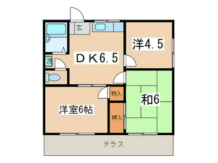 ハッピーハウス(3DK/1階)の間取り写真