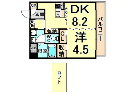 セレーナ塚口(1DK/5階)の間取り写真