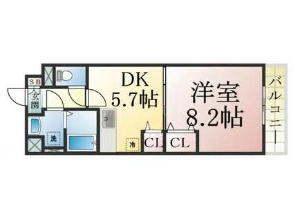 タカラピュア(1DK/2階)の間取り写真
