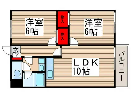 セキネハイツ(2LDK/2階)の間取り写真