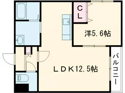 シュノアール(1LDK/2階)の間取り写真