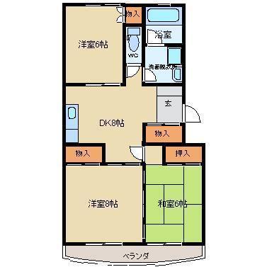 横堀ビル(3DK/4階)の間取り写真
