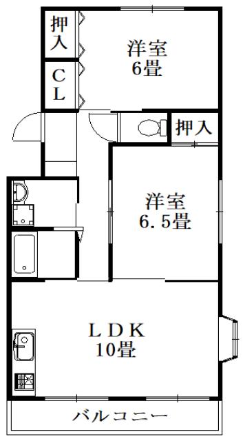 ガーデンヒルズ昭和町I(2LDK/3階)の間取り写真