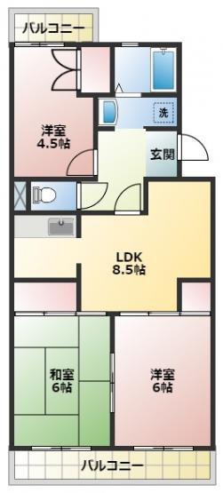 アーバンビレッジ(3DK/3階)の間取り写真