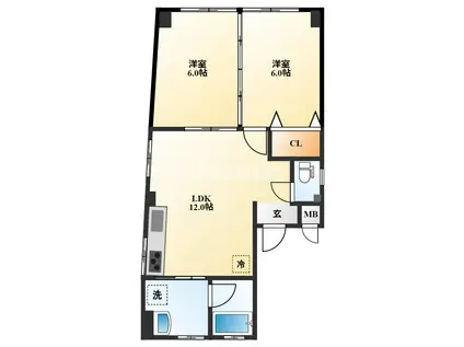 桜町新ビル(2LDK/3階)の間取り写真