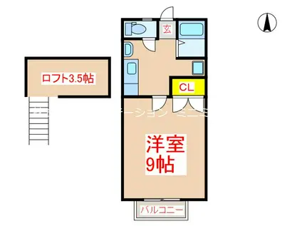フェリオS II(1K/1階)の間取り写真