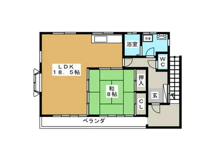 秋川アパート(1LDK/2階)の間取り写真