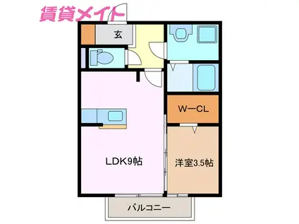 グランモア花林(1LDK/2階)の間取り写真