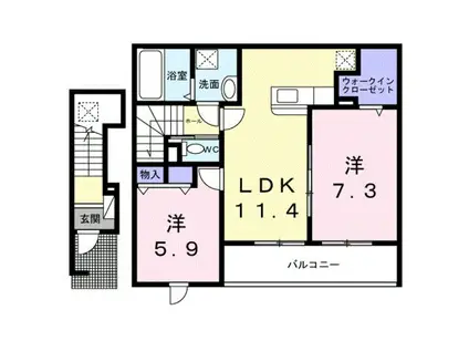 フレアデス光(2LDK/2階)の間取り写真