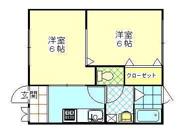 グリーンハイツ天王B(2K/1階)の間取り写真