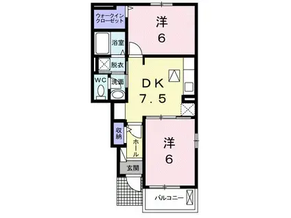 アルルのこみちII(2DK/1階)の間取り写真