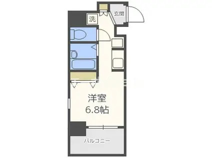 エルミタージュ難波南V(ワンルーム/6階)の間取り写真