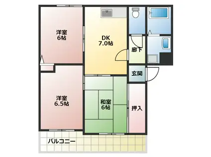 アンビション旭B(3DK/2階)の間取り写真