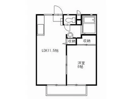 横塚ハイツA(1LDK/2階)の間取り写真