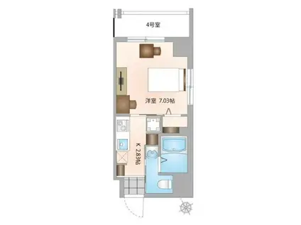 クラスイン与儀(1K/9階)の間取り写真