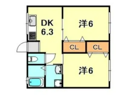 ときわ霞ヶ丘レクラン(2DK/3階)の間取り写真