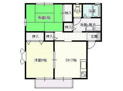 クレセントI番館(2DK/2階)の間取り写真