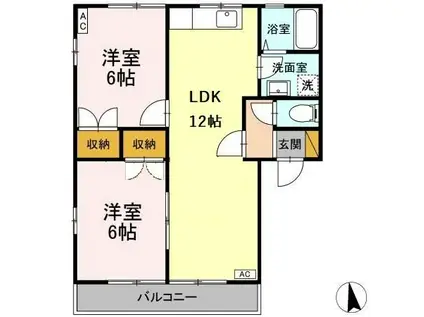 メゾン・フローラB棟(2LDK/2階)の間取り写真