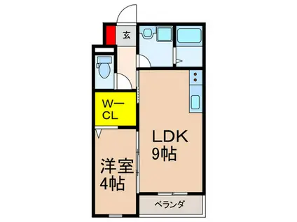 リヴェール長尾(1LDK/2階)の間取り写真