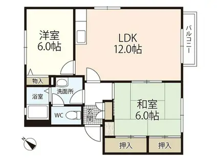 ディアス藤井(2LDK/1階)の間取り写真