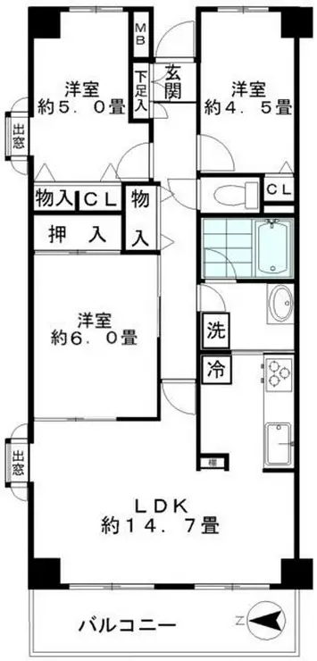 ジュネス 3階階 間取り