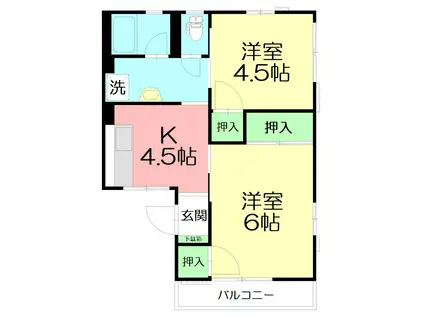 まみいはうす(2K/2階)の間取り写真