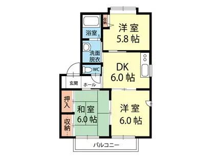 アップルミント(3DK/2階)の間取り写真