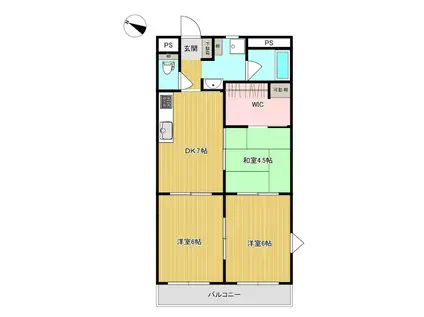 ハイツアプリコット(3DK/2階)の間取り写真