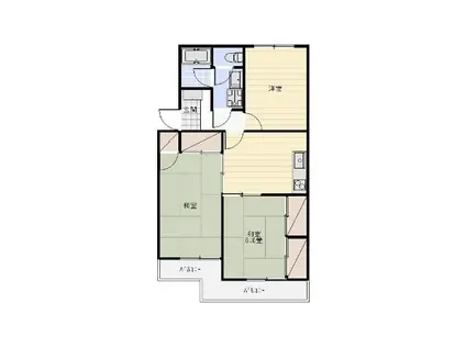 マンション ブルースカイ(3DK/1階)の間取り写真