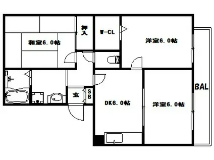 メイコウマンション(3DK/1階)の間取り写真