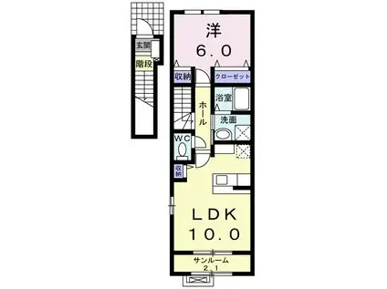 ベルフォールIV(1LDK/2階)の間取り写真