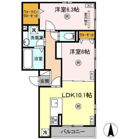 エマーブルMグラン I棟(2LDK/3階)の間取り写真