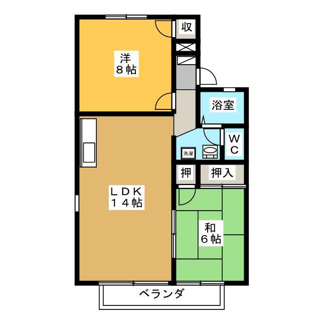 セジュール小林(2LDK/2階)の間取り写真