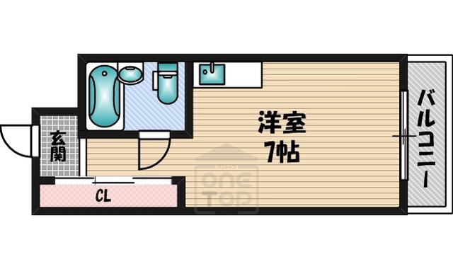 ハイツ衣笠(ワンルーム/3階)の間取り写真