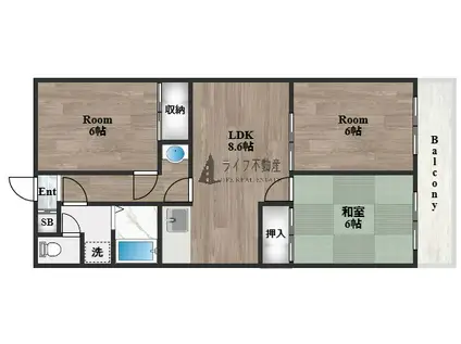 サングリーン布施(3LDK/2階)の間取り写真
