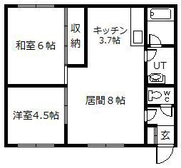 ＪＲ函館本線 旭川駅 徒歩29分 2階建 築44年(2LDK/2階)の間取り写真