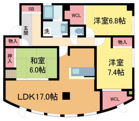 ヒルズコート駅前ビル(3LDK/3階)の間取り写真