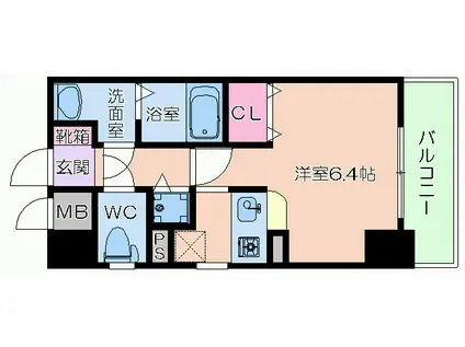 レジディア天神橋(1K/4階)の間取り写真