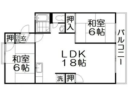 ラ・エスタシオンI(2LDK/1階)の間取り写真