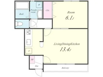 パレー ルミエール(1LDK/1階)の間取り写真