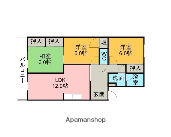 サンパーク森(3LDK/1階)の間取り写真