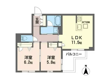 ベレオ東船橋(2LDK/1階)の間取り写真