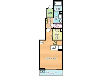 グランエスポワール(1K/1階)の間取り写真