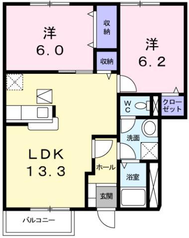 ハッピースクエアー I(2LDK/1階)の間取り写真