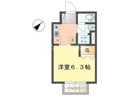 シャルムスズキ(1K/1階)の間取り写真