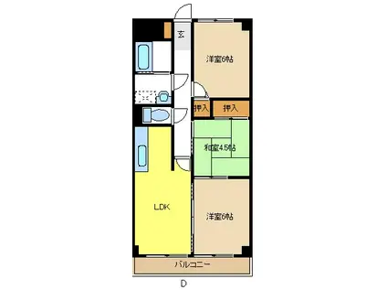 ヒルズ池場(3LDK/2階)の間取り写真