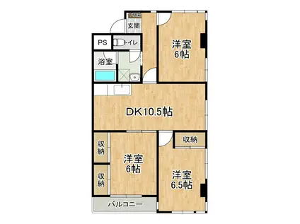 ヴィラエスポワール赤塚(3DK/1階)の間取り写真