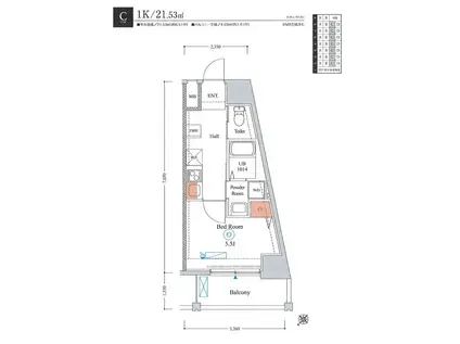 エストゥルースプラス大阪福島(1K/6階)の間取り写真