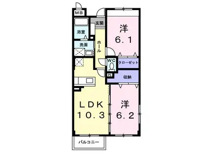 白蔵 IV(2LDK/3階)の間取り写真